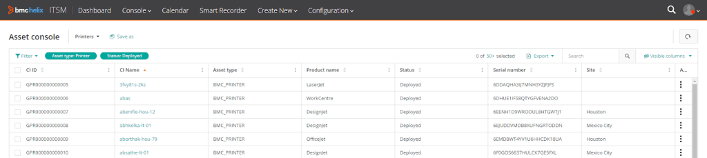 BMC IT asset management dashboard